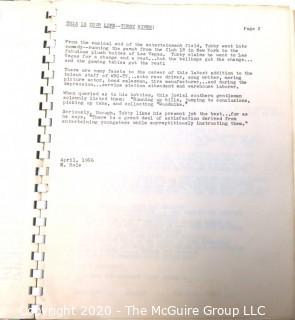 Three Vintage Booklets.  Includes 1956 Television Script and Programing Notes for WBZ-TV CBS Boston and Two Brochures from the 1956 All American Package Competition.