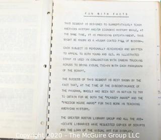 Three Vintage Booklets.  Includes 1956 Television Script and Programing Notes for WBZ-TV CBS Boston and Two Brochures from the 1956 All American Package Competition.