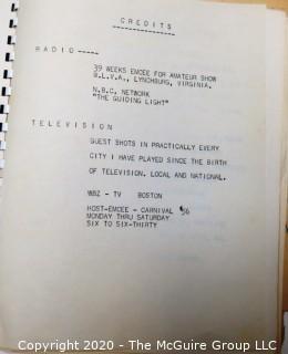 Three Vintage Booklets.  Includes 1956 Television Script and Programing Notes for WBZ-TV CBS Boston and Two Brochures from the 1956 All American Package Competition.