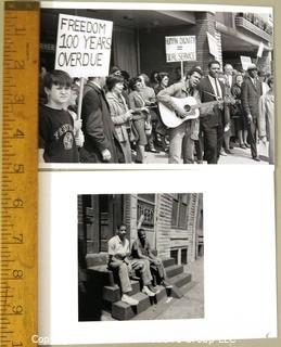 Two Vintage Black & White Photos of Civil Rights Protests, One Featuring Jessie Jackson.