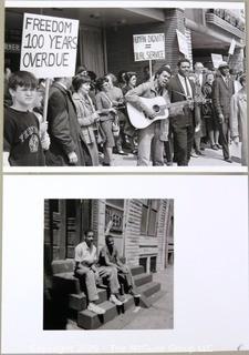 Two Vintage Black & White Photos of Civil Rights Protests, One Featuring Jessie Jackson.