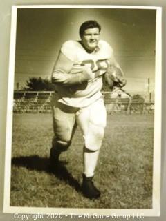 1957 Black & White Photo of Pete Snapko, 300 Pound South Guard taken by Paul Siegel.  Measures approximately 8" x 10". 