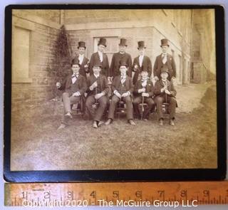 Antique Cabinet Card Photo of Gentlemen in Top Hats with Canes.  Measures approximately 8" x 10".