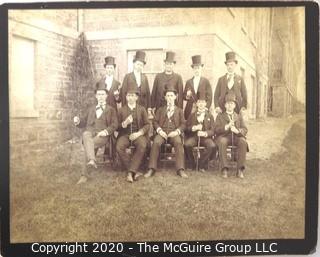 Antique Cabinet Card Photo of Gentlemen in Top Hats with Canes.  Measures approximately 8" x 10".