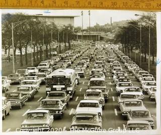 Large Format Unframed Black & White Photographs from the Chicago Auto Show, 1964. Measures approximately 14" x 11".