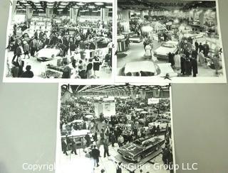 Set of Three Large Format Unframed Black & White Photographs from the Chicago Auto Show; by Joe Kordick, 1964. Measures approximately 14" x 9".
