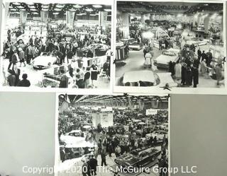 Set of Three Large Format Unframed Black & White Photographs from the Chicago Auto Show; by Joe Kordick, 1964. Measures approximately 14" x 9".
