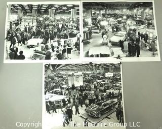 Set of Three Large Format Unframed Black & White Photographs from the Chicago Auto Show; by Joe Kordick, 1964. Measures approximately 14" x 9".
