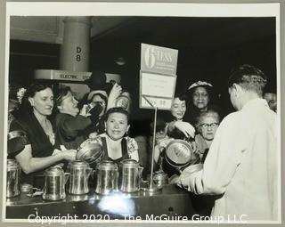 Large Format Black & White Photo of Sales Counter; Presumed Rickerby.  Measures approximately 16" x 20".