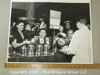 Large Format Black & White Photo of Sales Counter; Presumed Rickerby.  Measures approximately 16" x 20".