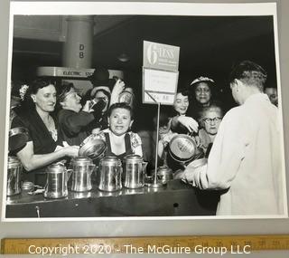 Large Format Black & White Photo of Sales Counter; Presumed Rickerby.  Measures approximately 16" x 20".