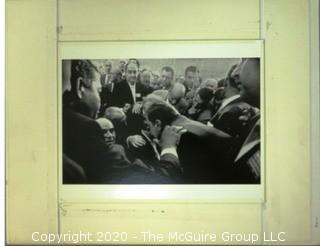 Large Format Black & White Photo with Partial Mat of New York State Delegation to 1956 Chicago Democratic Convention Discuss Civl Rights.  Measures approximately 16"x 19" inches.  