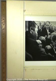 Large Format Black & White Photo with Partial Mat of New York State Delegation to 1956 Chicago Democratic Convention Discuss Civl Rights.  Measures approximately 16"x 19" inches.  