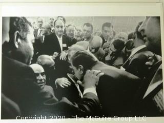 Large Format Black & White Photo with Partial Mat of New York State Delegation to 1956 Chicago Democratic Convention Discuss Civl Rights.  Measures approximately 16"x 19" inches.  