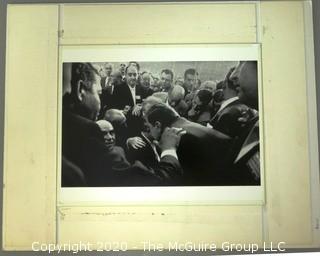 Large Format Black & White Photo with Partial Mat of New York State Delegation to 1956 Chicago Democratic Convention Discuss Civl Rights.  Measures approximately 16"x 19" inches.  