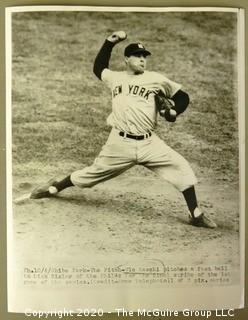 1950 World Series; Black & White Photo of Vic Raschi, Pitcher for The New York Yankees. Measures approximately 7" x 9".