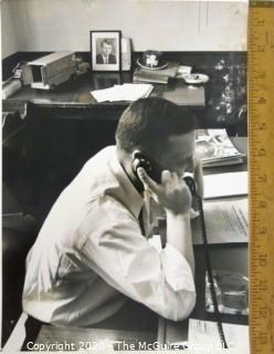 Large Format Black & White Photograph from the Justice Story Series for Life Magazine by A. Rickerby. Walter Sheridan in his Washington DC Office. 