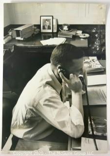 Large Format Black & White Photograph from the Justice Story Series for Life Magazine by A. Rickerby. Walter Sheridan in his Washington DC Office. 