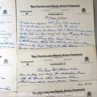 8 WWII Handwritten Poems and Songs Lyrics Handwritten on Letterhead. 