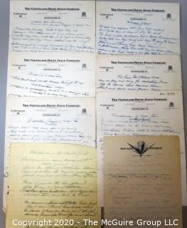 8 WWII Handwritten Poems and Songs Lyrics Handwritten on Letterhead. 