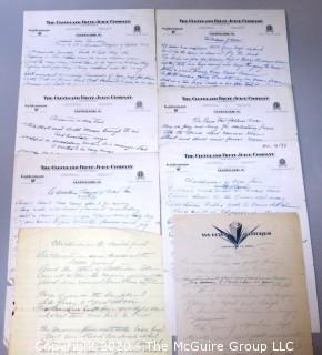 8 WWII Handwritten Poems and Songs Lyrics Handwritten on Letterhead. 