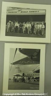 Large Format Black & White Photo of Pan American Planes with Executives in Hanger (embossed).
