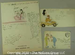 Group of Correspondence Including Hand Illustrated Art, Signatures, Letters and Postcards.