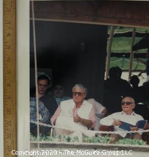 Large Format Color Photo of Merv Griffin and Armand Hammer at Yearling Horse Auction in Palm Springs. Photo by John Bryson. 