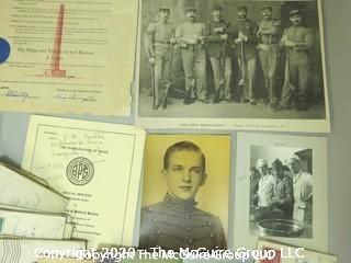 Collection of WWII Correspondence and Ephemera Including Certificates and Photos. 