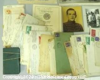 Collection of WWII Correspondence and Ephemera Including Certificates and Photos. 