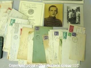 Collection of WWII Correspondence and Ephemera Including Certificates and Photos. 