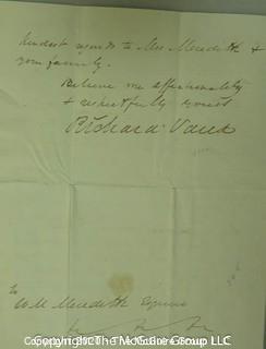 Collection of paper including 1838 letter to "Office of U.S. Legation", signed Richard Vaud; 1814 letter from privateer papers, WAR of 1812; 1943 letter rife with anti-semitism and lastly; letter on "Milk Driver Wagon's Union" stationary. 