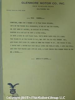 Collection of Original Song Lyrics and Poems by Arnold W. Carvel