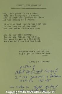 Collection of Original Song Lyrics and Poems by Arnold W. Carvel