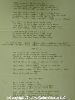 Collection of Original Song Lyrics and Poems by Arnold W. Carvel