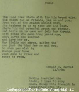 Collection of Original Song Lyrics and Poems by Arnold W. Carvel