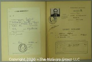 Collection including Military Clothing Catalog, Ledger, French Pupil's Report Card and book about U.S. Diplomacy