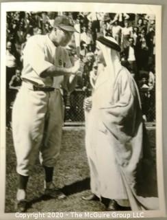 Vintage 8 x 10" B&W Photo of Ted Williams Talking Baseball with Shiek; Circa 1945