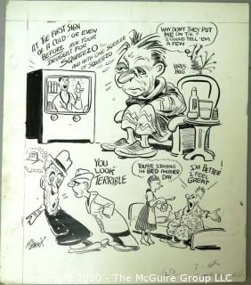 Vintage Signed Cartoon Board from Al Banks. Very Timely. 