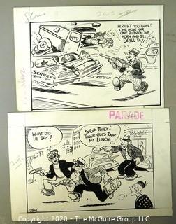 Two Vintage Signed Cartoon Board from Al Banks. Featured in Parade Magazine.