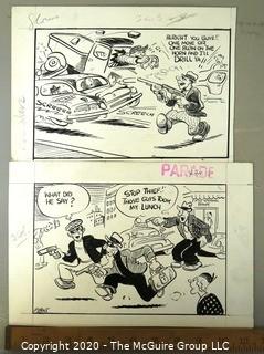 Two Vintage Signed Cartoon Board from Al Banks. Featured in Parade Magazine.