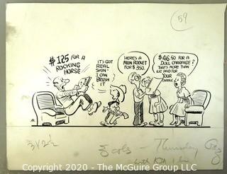 Vintage Signed Cartoon Board from Al Banks. 