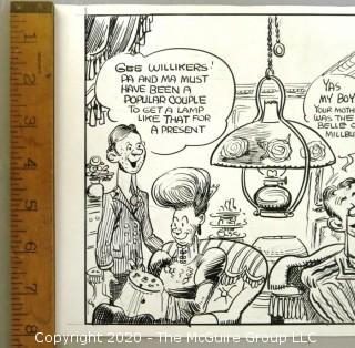 Vintage Signed Cartoon Board from Al Banks. Hanging Lamp