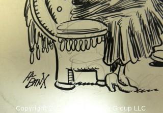 Vintage Signed Cartoon Board from Al Banks. Spoon drum musician