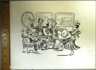 Vintage Signed Cartoon Board from Al Banks. Spoon drum musician