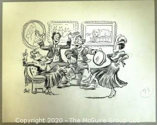 Vintage Signed Cartoon Board from Al Banks. Spoon drum musician