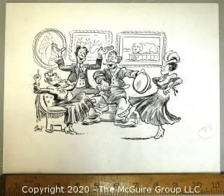 Vintage Signed Cartoon Board from Al Banks. Spoon drum musician