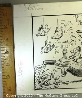 Vintage Signed Cartoon Board from Al Banks. Free Food
