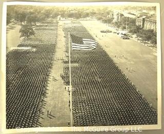 Black & White Official Navy Photograph of Review at Great Lakes Naval Training Station Parade Grounds