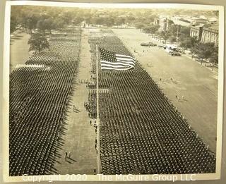 Black & White Official Navy Photograph of Review at Great Lakes Naval Training Station Parade Grounds